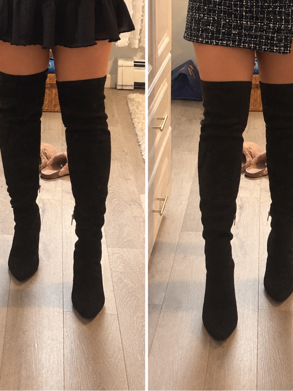 Never worn Women's Black Over-the-Knee Stretch Suede Boots